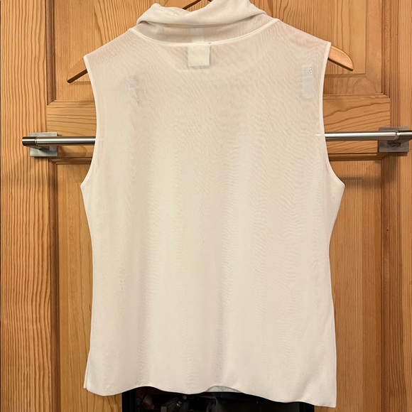 White Sleeveless Sheer Cowl Neck Sleeveless Top Sz M - Picture 5 of 5